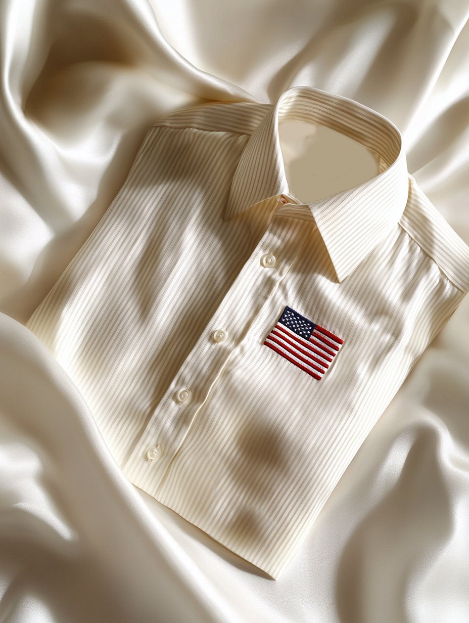 Camisa ejecutivo a rayas Independence Day American Flag de manga corta con botones para hombre