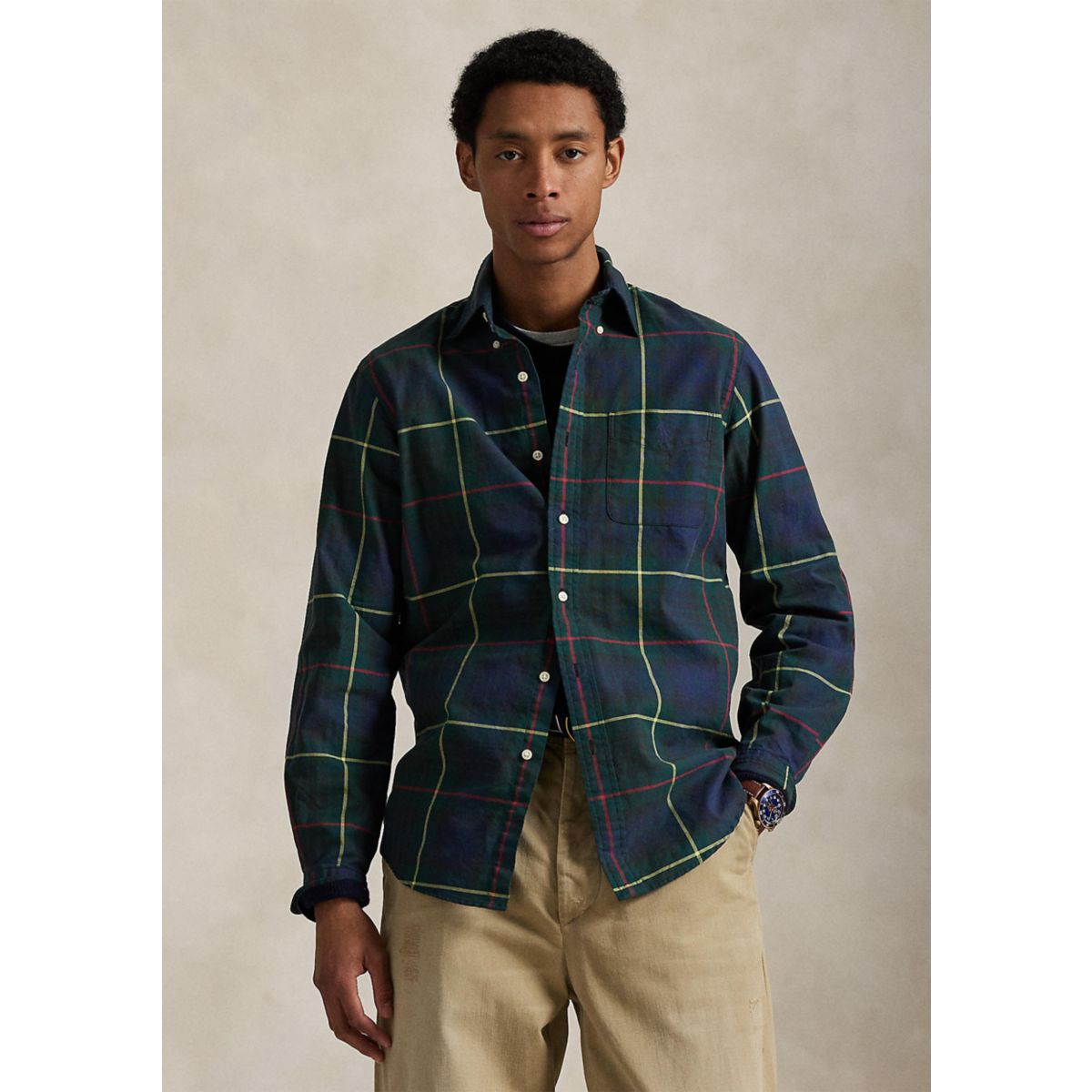 Classic Fit Plaid Oxford Shirt - 5