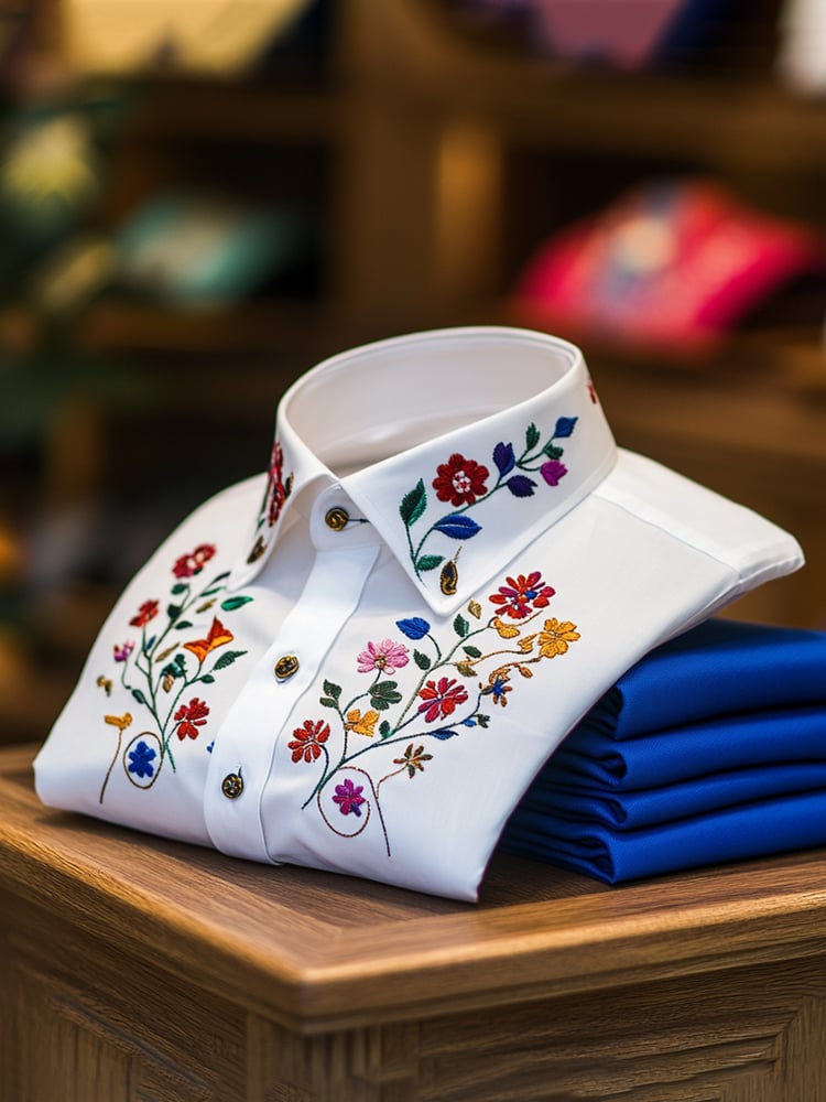 Camisa ejecutivo casual floral solapa de manga corta para hombre