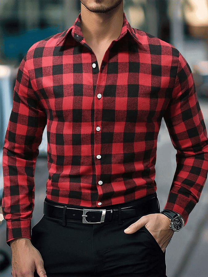 Camisa a cuadros ejecutivo casual para hombre