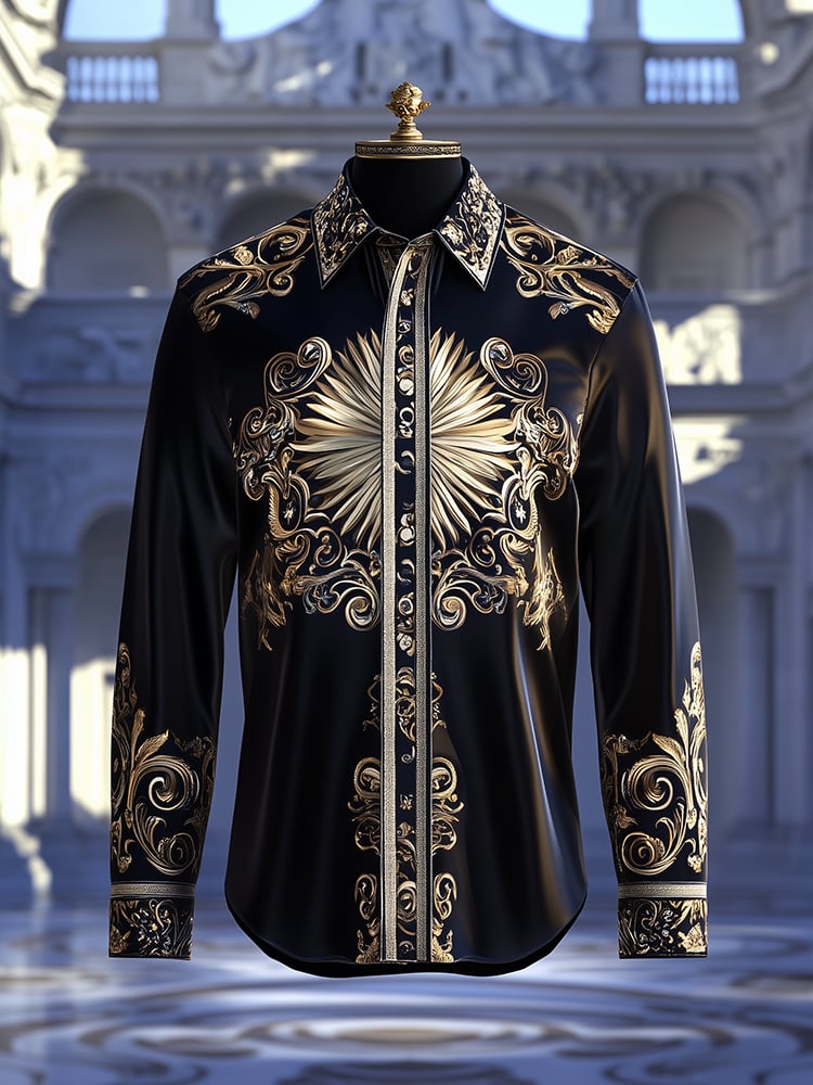 Camisa satén Luxe Apollo Baroque de manga larga con botones para hombre