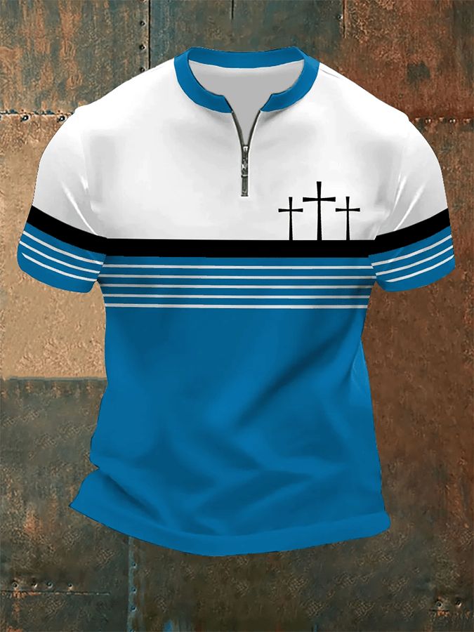 Vintage Faith estampado Zip Top para hombre