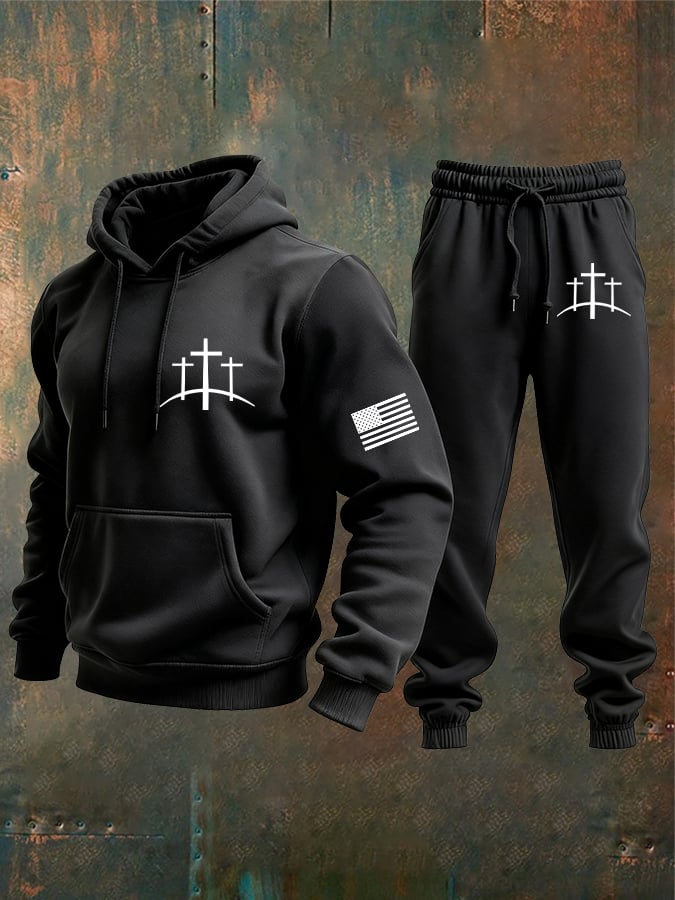 Sudadera vintage Faith Cross Set para hombre