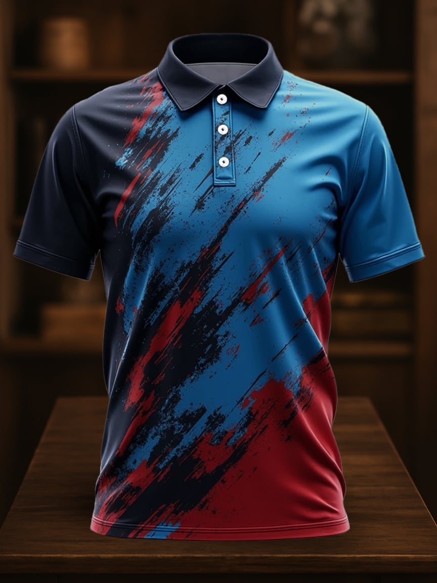 Camisa polo ejecutivo casual Artistic Button de manga corta para hombre