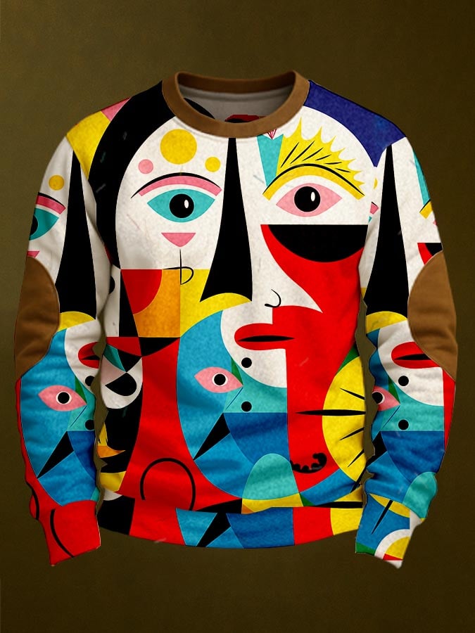 Sudadera vintage Art Face estampado para hombre