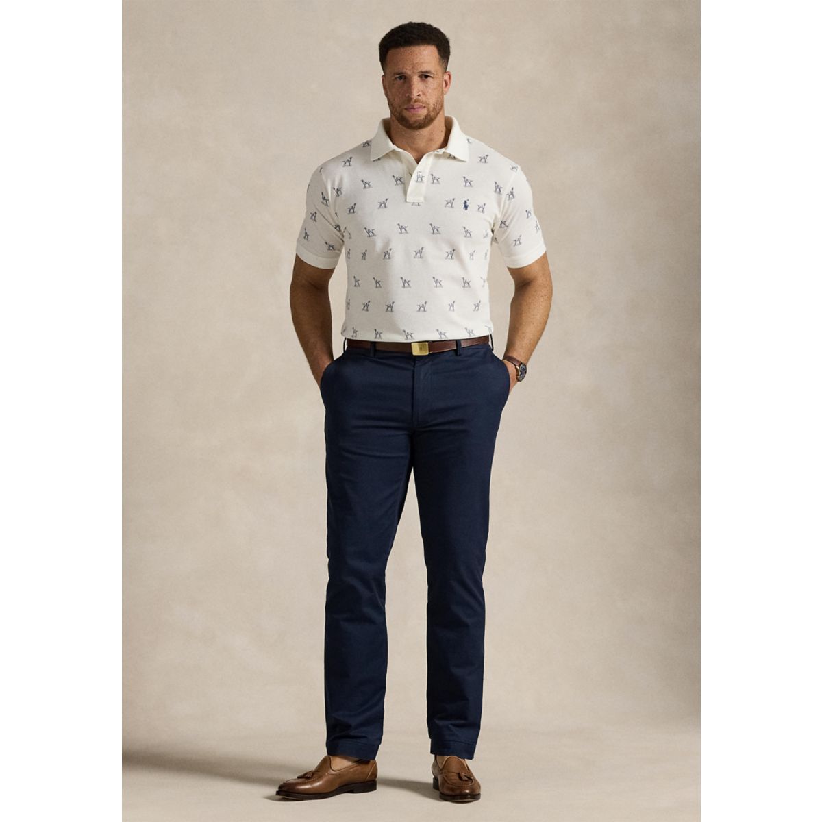 Big & Tall Dog-Print Mesh Polo Shirt - 4