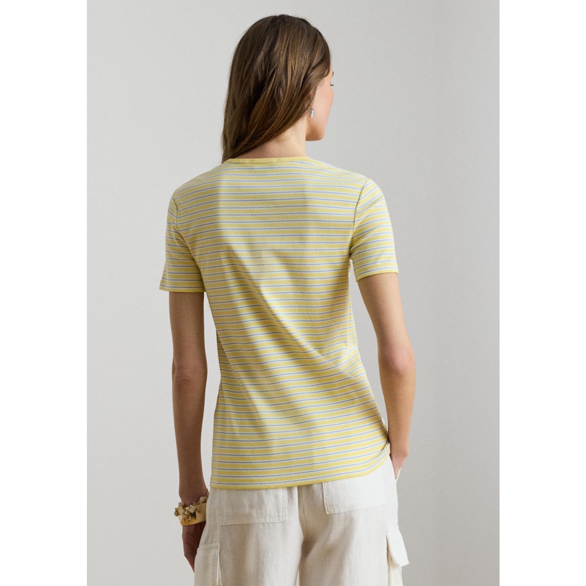 Women's Striped Rib-Knit Stretch Cotton T-Shirt - 2