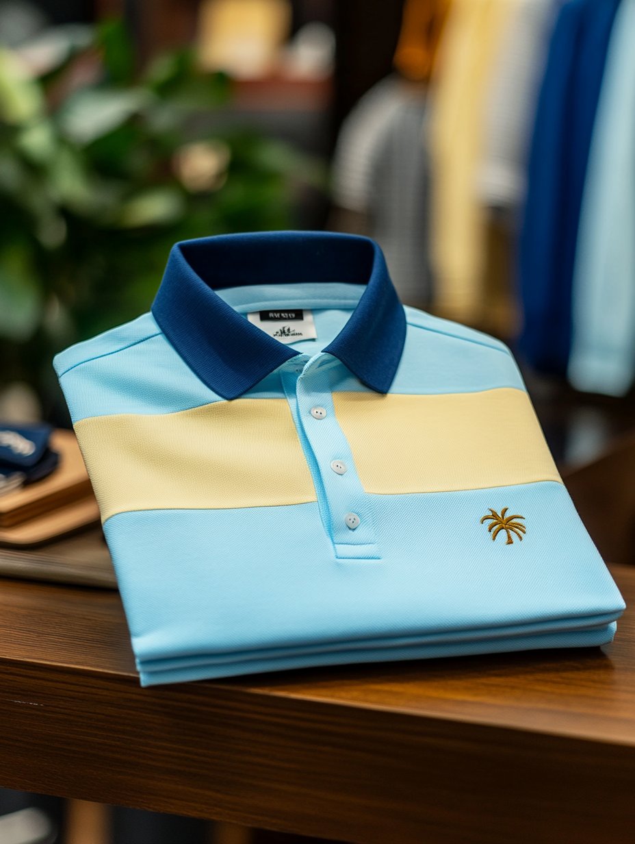 Camisa polo ejecutivo rayas Logo con botones de manga corta para hombre