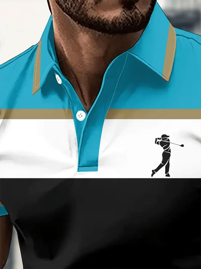 Camisa polo Golf casual estampado casual para hombre