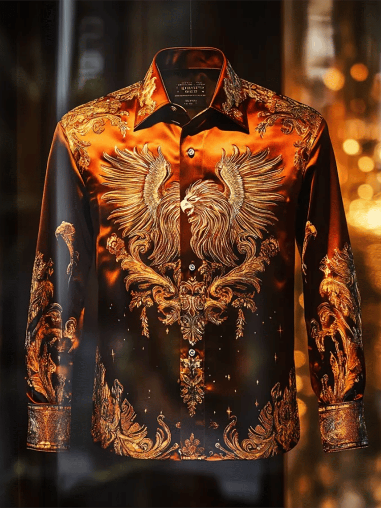 Camisa satén Luxe de manga larga con botones para hombre