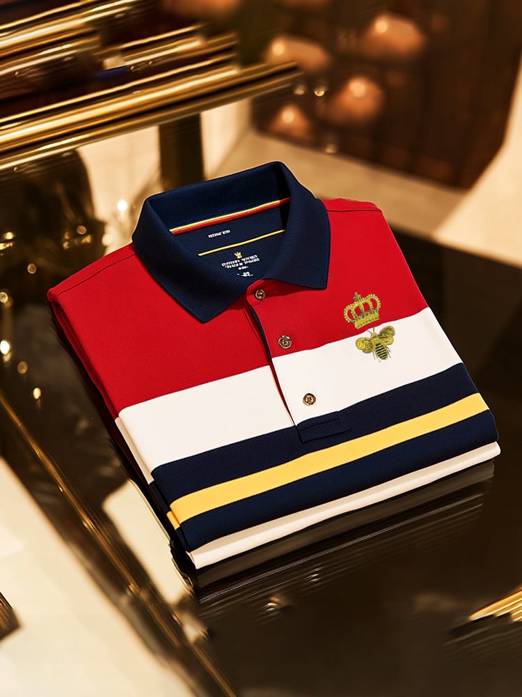 Camisa polo clásico ejecutivo Check Logo Button de manga corta para hombre