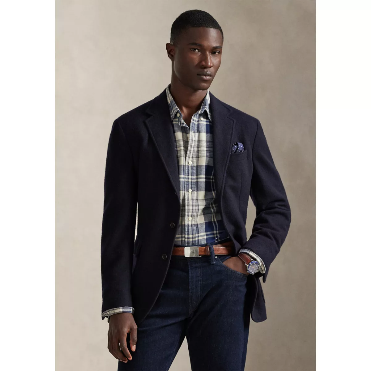 Classic Fit Plaid Brushed Oxford Shirt - 4