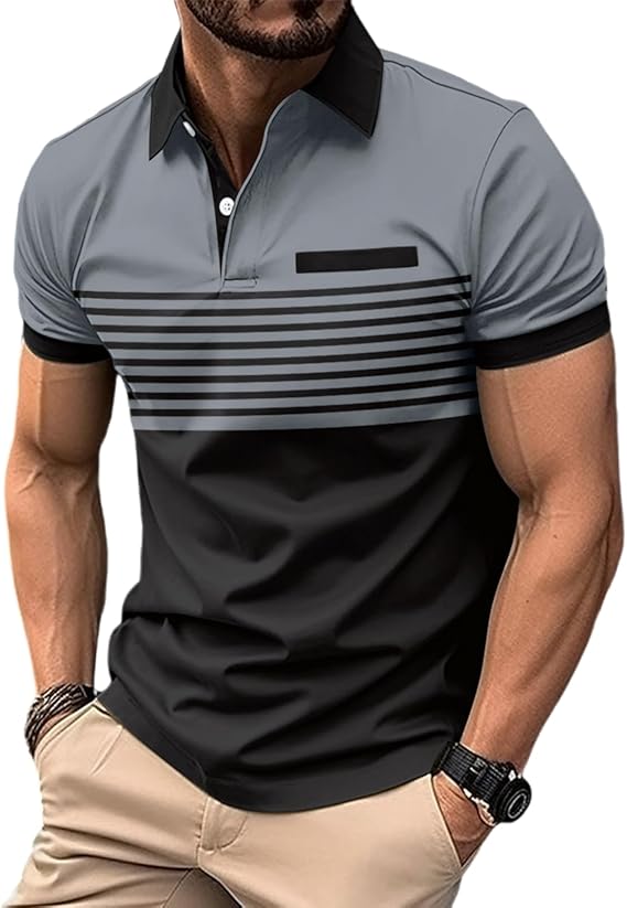 Camisa polo casual ejecutivo Button de manga corta para hombre