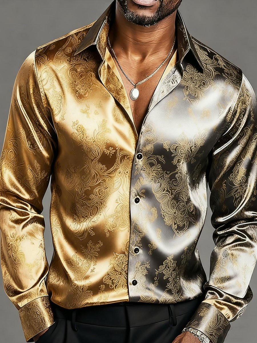 Camisa de lujo retro de manga larga para hombre