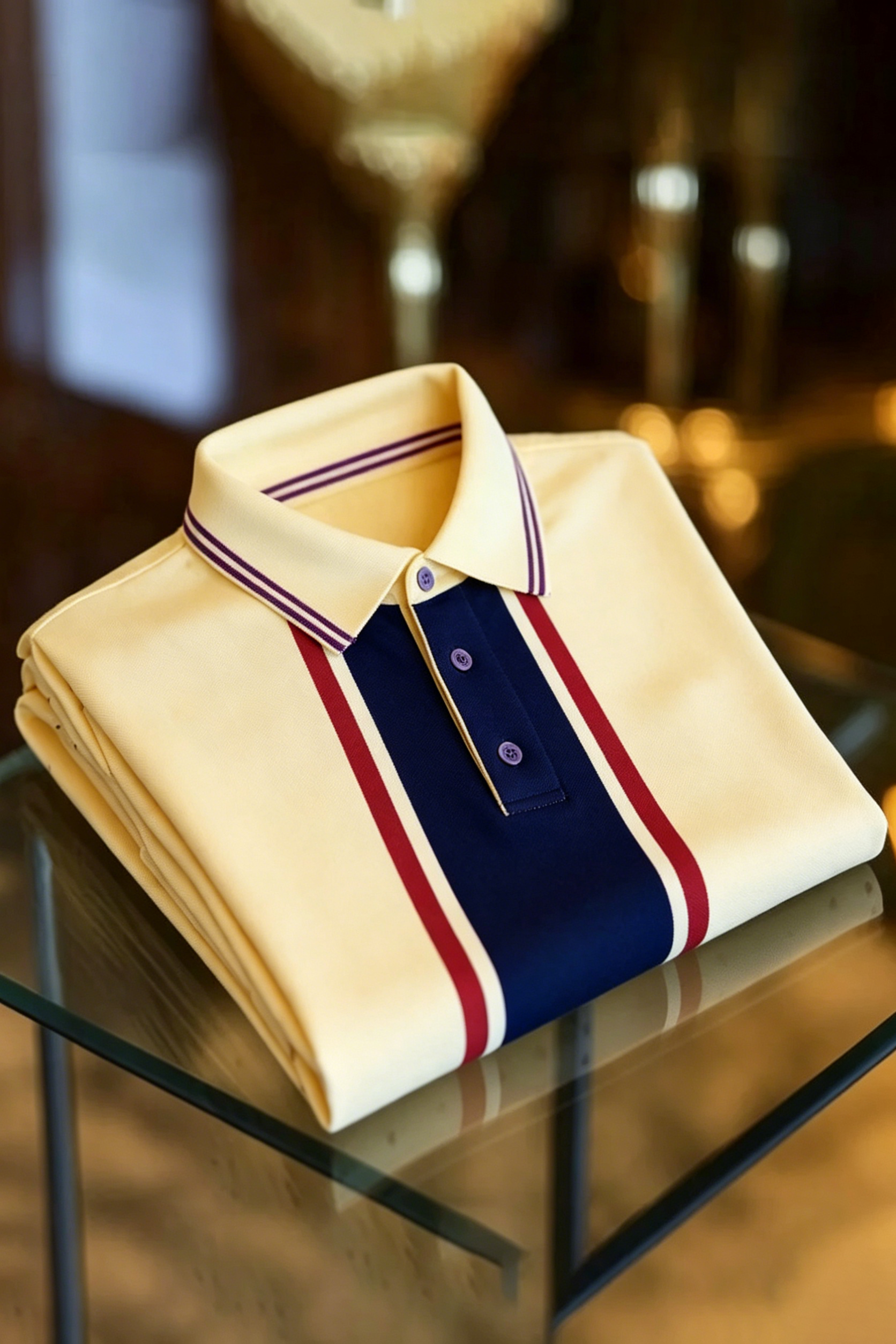 Camisa polo vintage Vertical rayas de manga corta