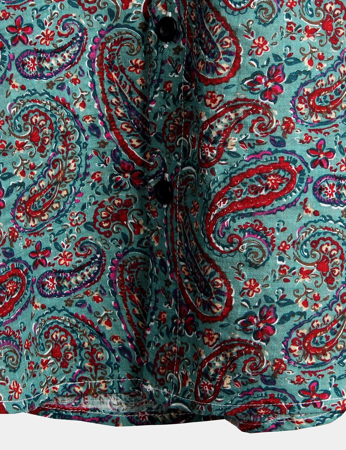 Camisa Paisley de algodón de manga corta Button Up vintage para hombre