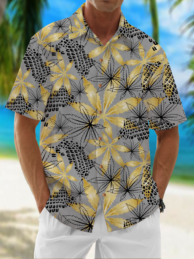 Camisa Moisture Wicking floral Chest Pocket Hawaiian
