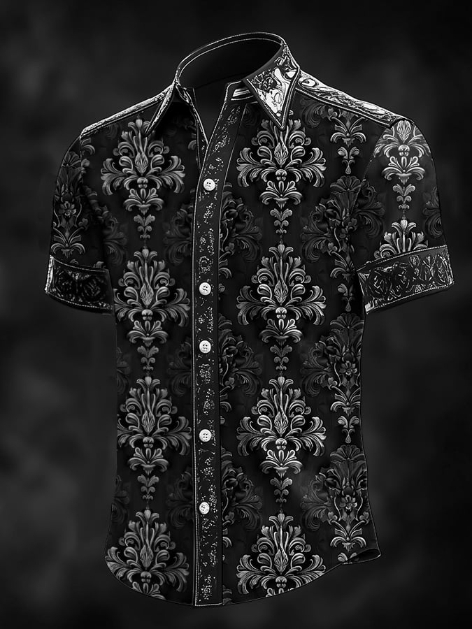 Camisa retro Baroque estampado Dark para hombre