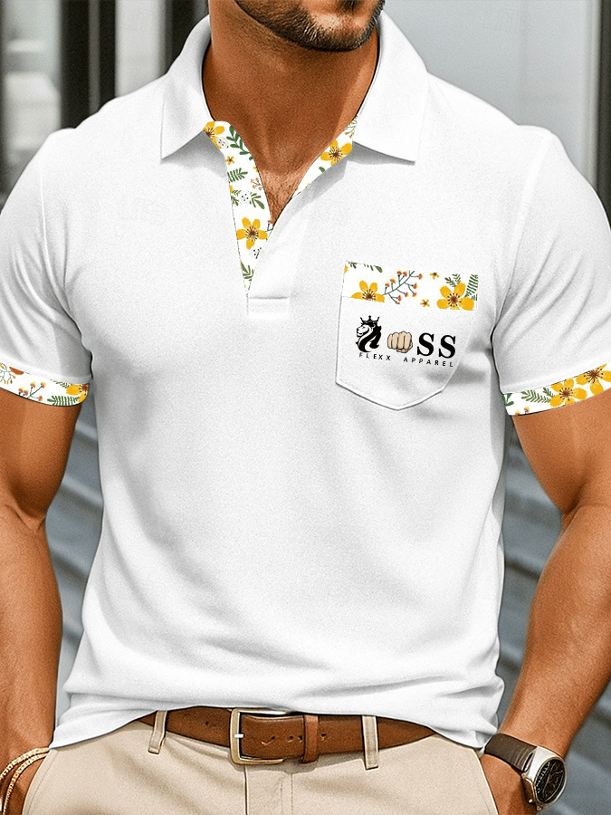 Camisa polo elegantee Letter estampado casual para hombre