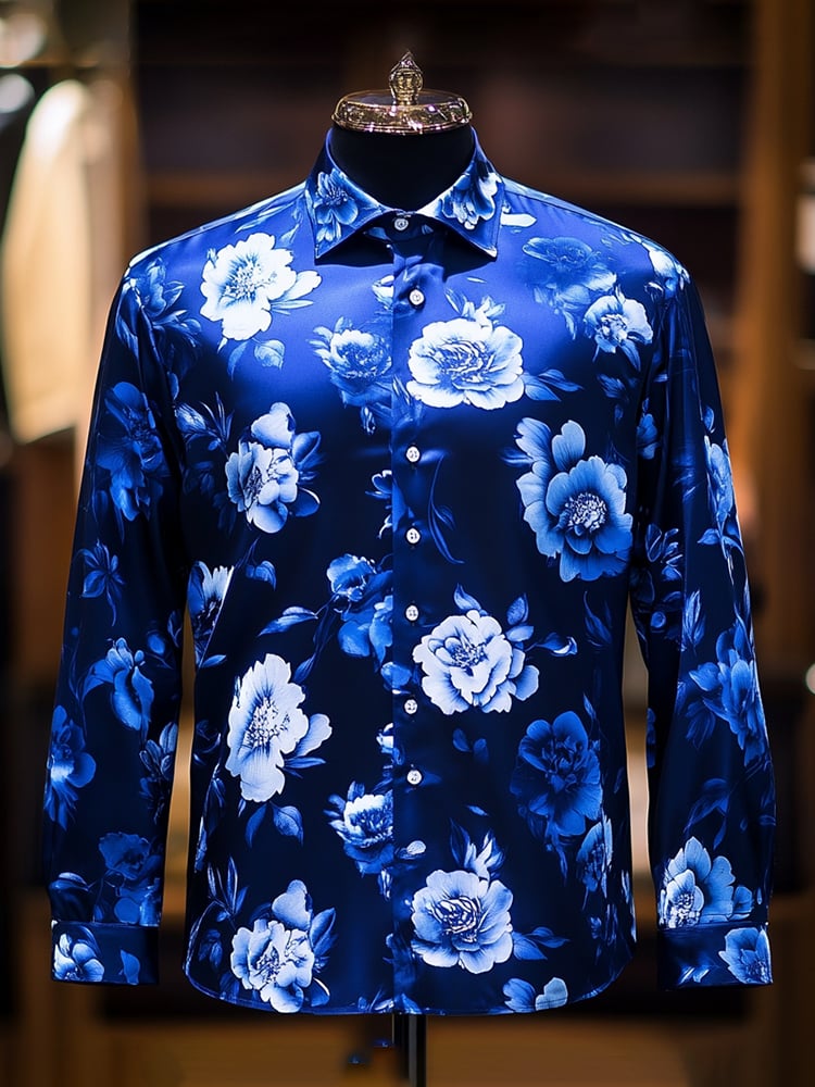 Camisa casual Abstract estampado de manga larga para hombre