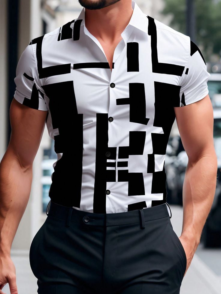 Camisa ejecutivo casual Button de manga corta para hombre
