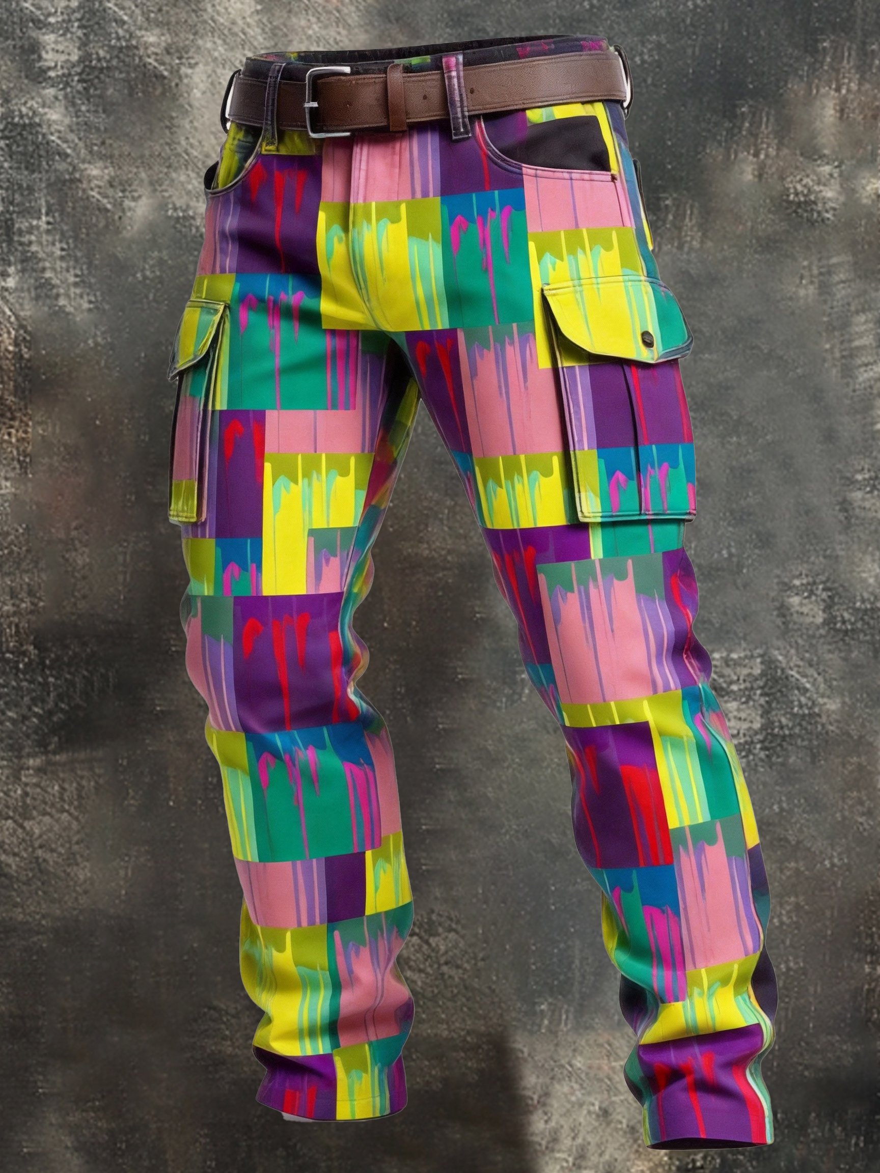 Pantalón vintage Color-Block desgastado Cargo para hombre
