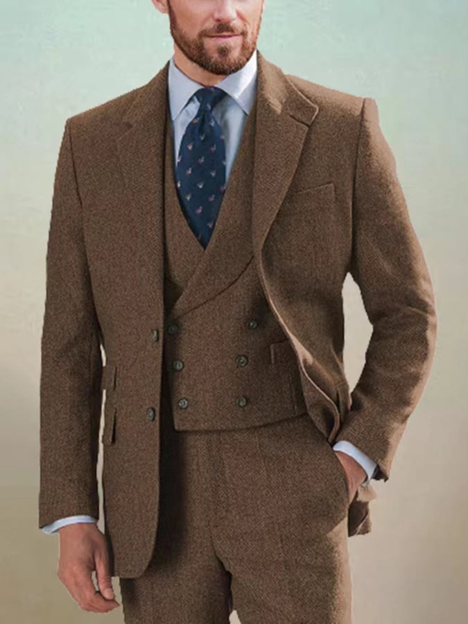 Ejecutivo Single-Breasted de color sólido Three-Piece Suit para hombre
