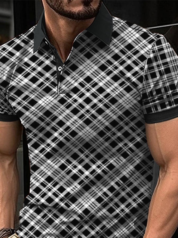 Casual de moda Checkered Polo para hombre