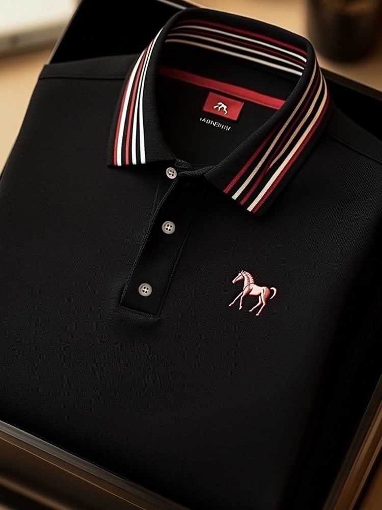 Camisa polo clásico ejecutivo Red Horse Logo Button de manga corta para hombre