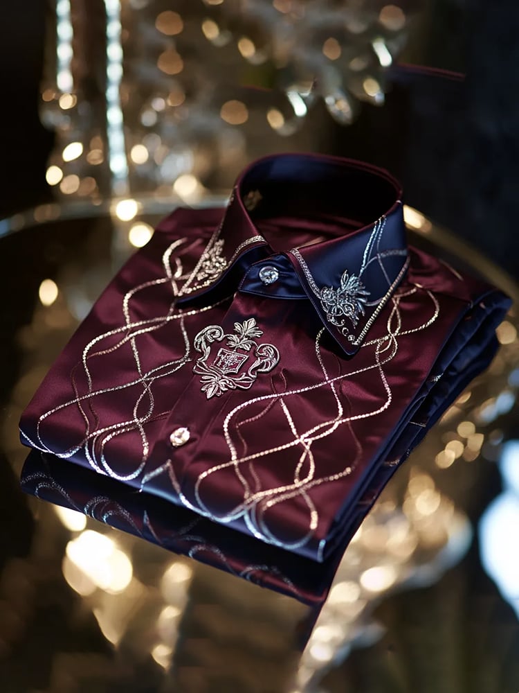 Camisa satén Luxe de manga larga con botones para hombre