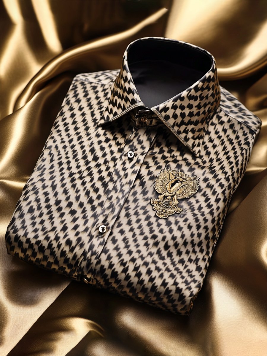 Camisa satén Luxe de manga larga con botones para hombre