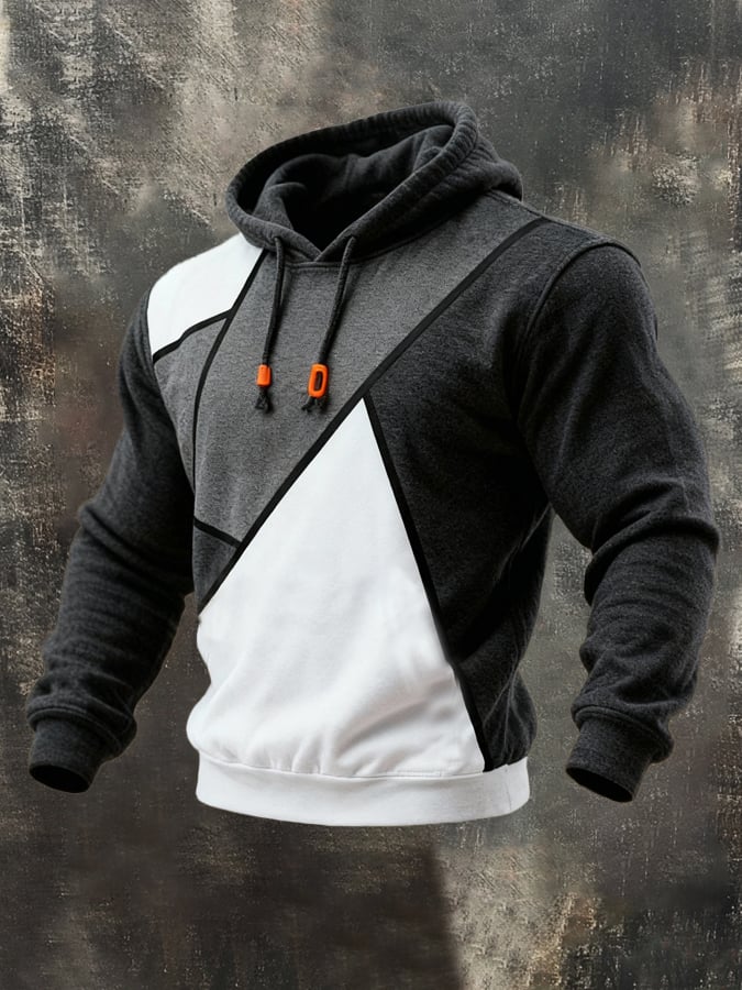 Sudadera retro en bloques de color con gorrasucha para hombre