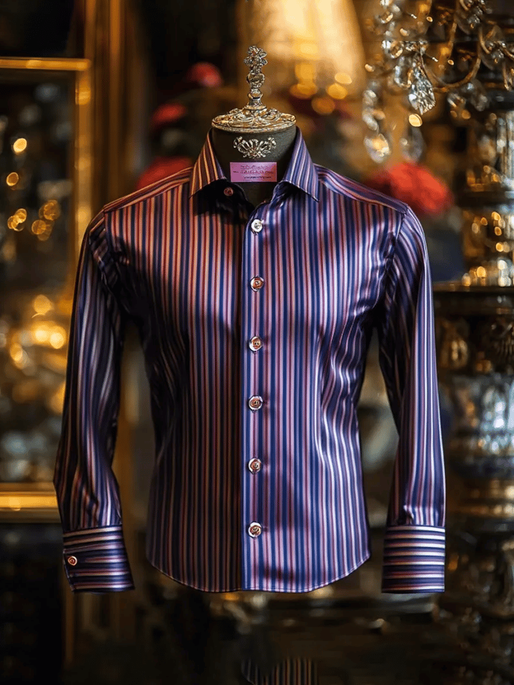 Camisa elegante Romantic a rayas de manga larga para hombre