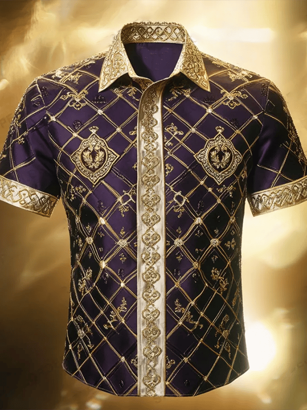 Camisa ejecutivo Luxe estampado de manga corta para hombre