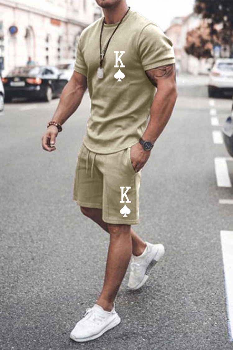 Casual de manga corta estampado Suit para hombre