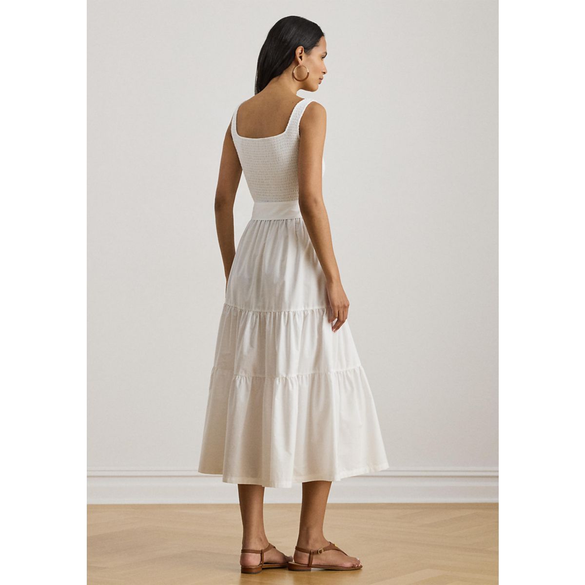 Belted Jersey & Broadcloth Tiered Dress - 2