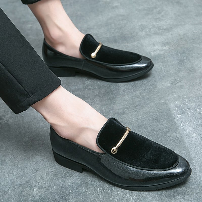 Zapatos de moda British Style de color sólido Patent cuero gamuza ejecutivo casual cuero