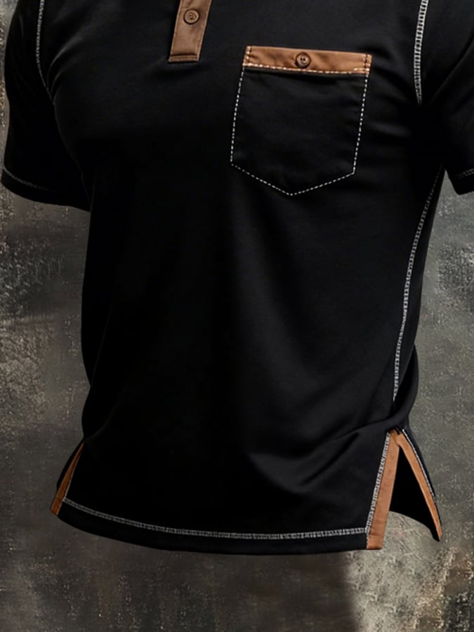 Camiseta retro Color-Block "Patriot" Polo para hombre