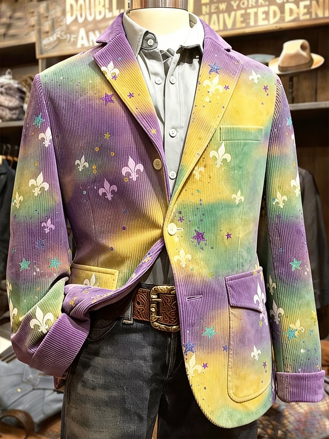 Chaqueta casual Faux Sequin a rayas estampado Suit para hombre