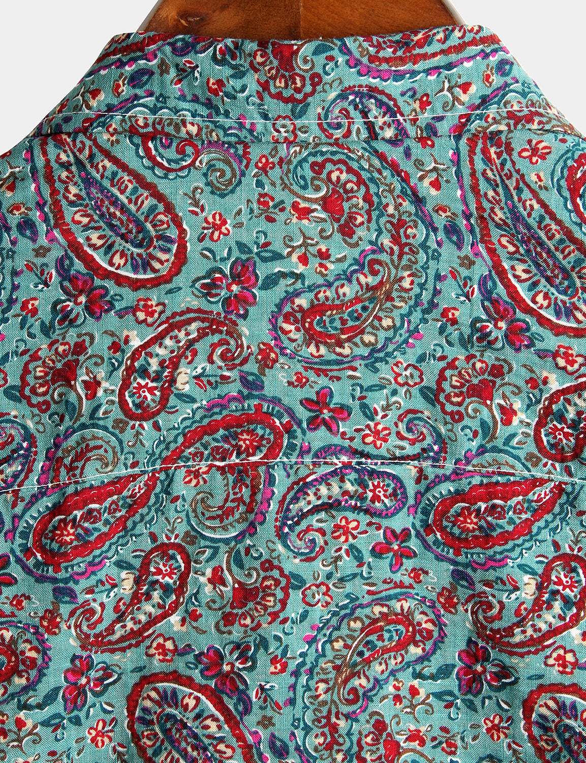 Camisa Paisley de algodón de manga corta Button Up vintage para hombre