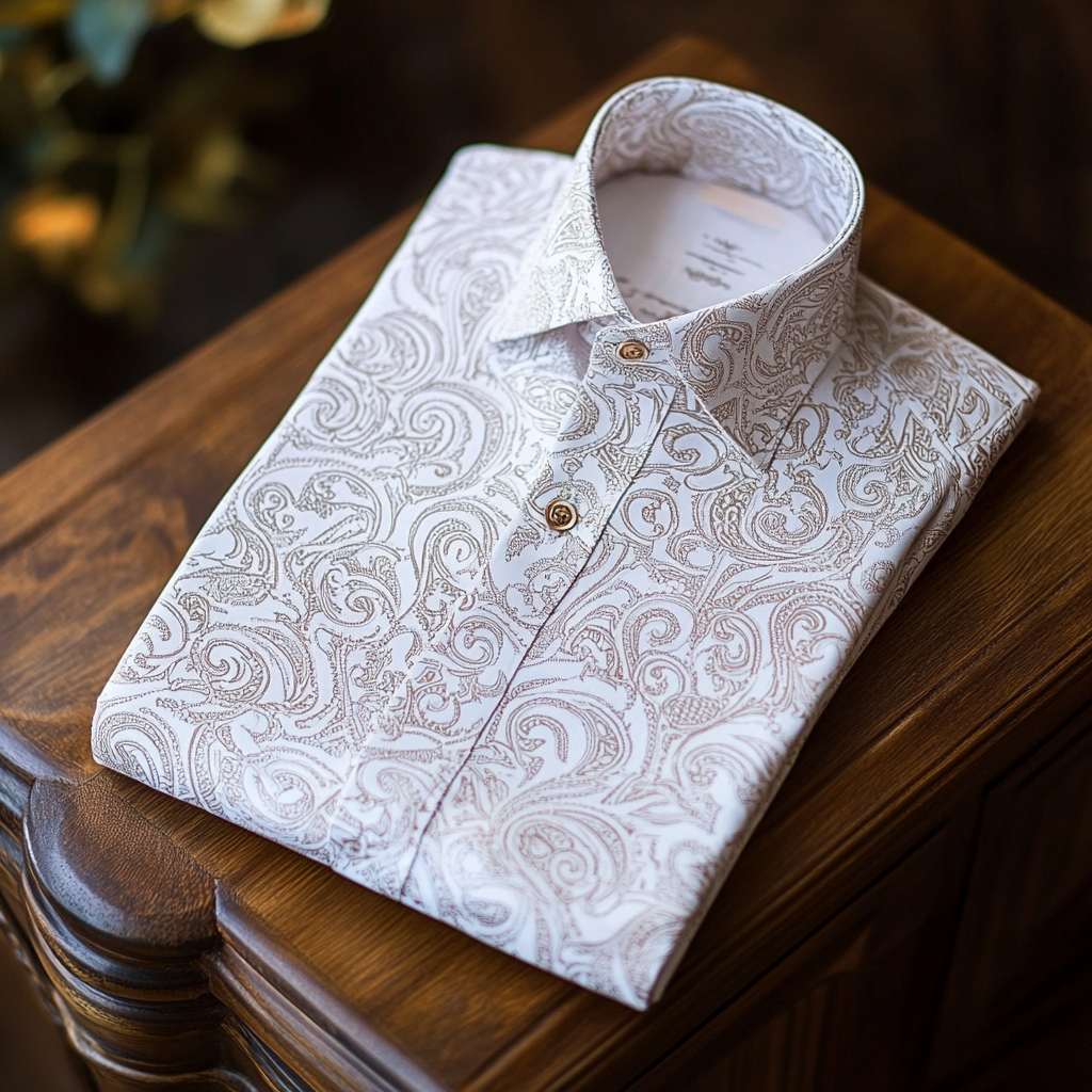 Camisa ejecutivo casual elegante paisley white camisa para hombre