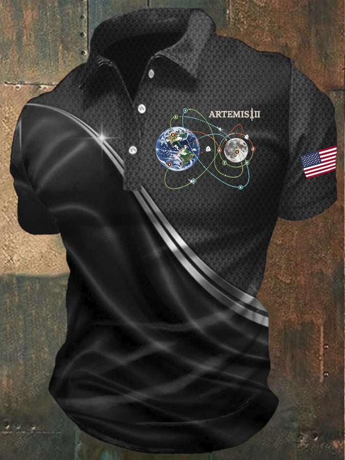 Camisa polo Artemis II estampado de manga corta para hombre