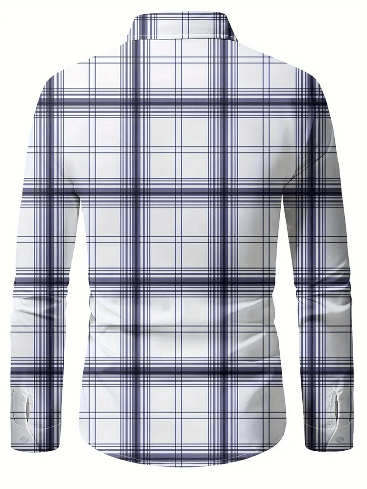 Camisa a cuadros ejecutivo de manga larga para hombre