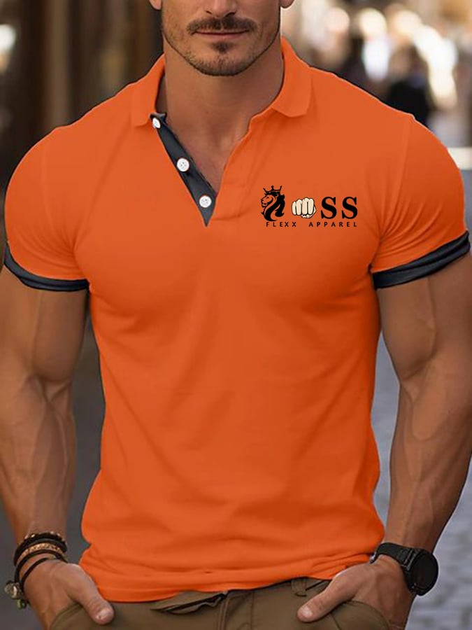 Casual ejecutivo a cuadros Contrast Color Polo para hombre