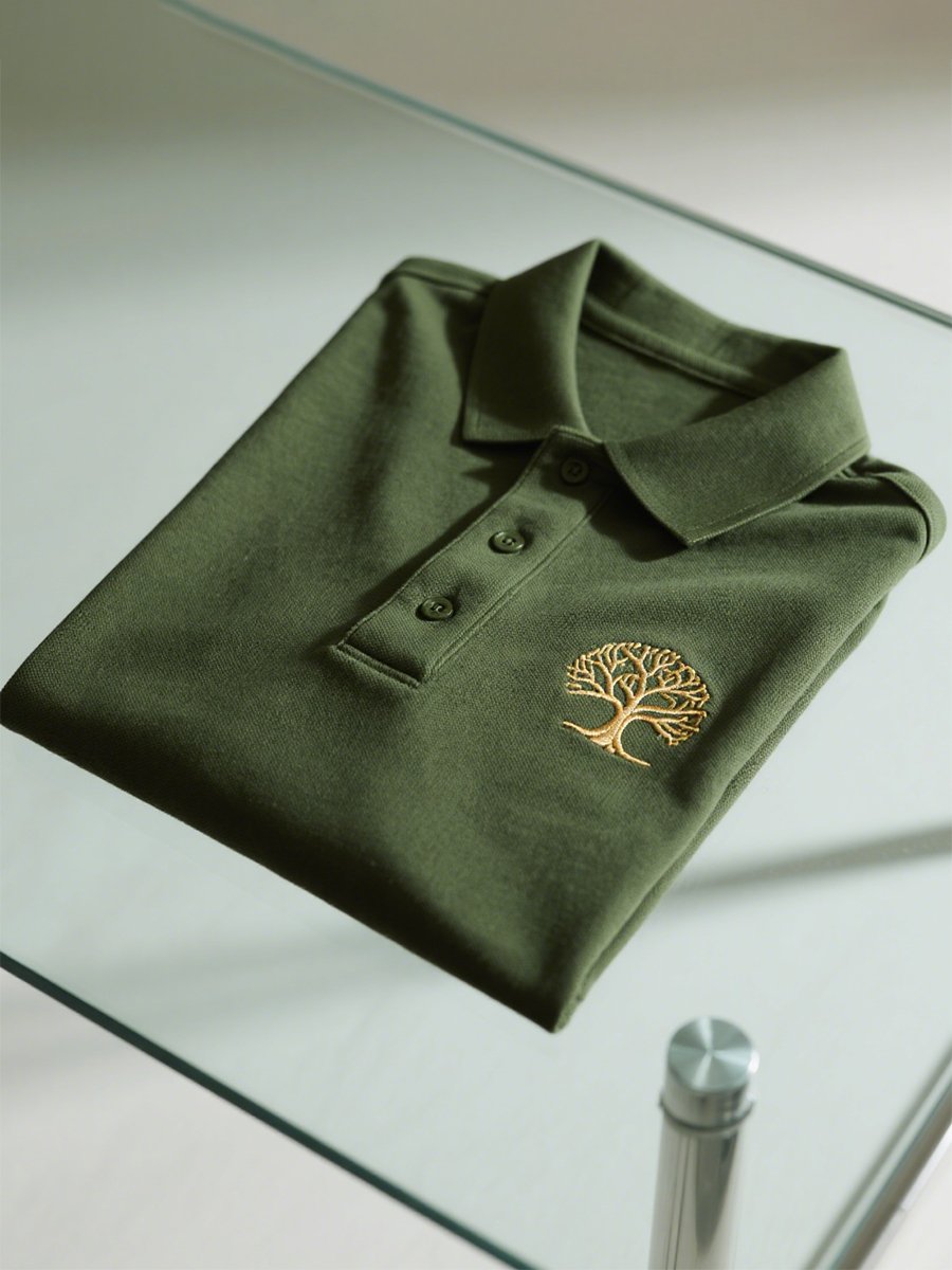 Camisa polo ejecutivo casual World Tree Button de manga corta para hombre