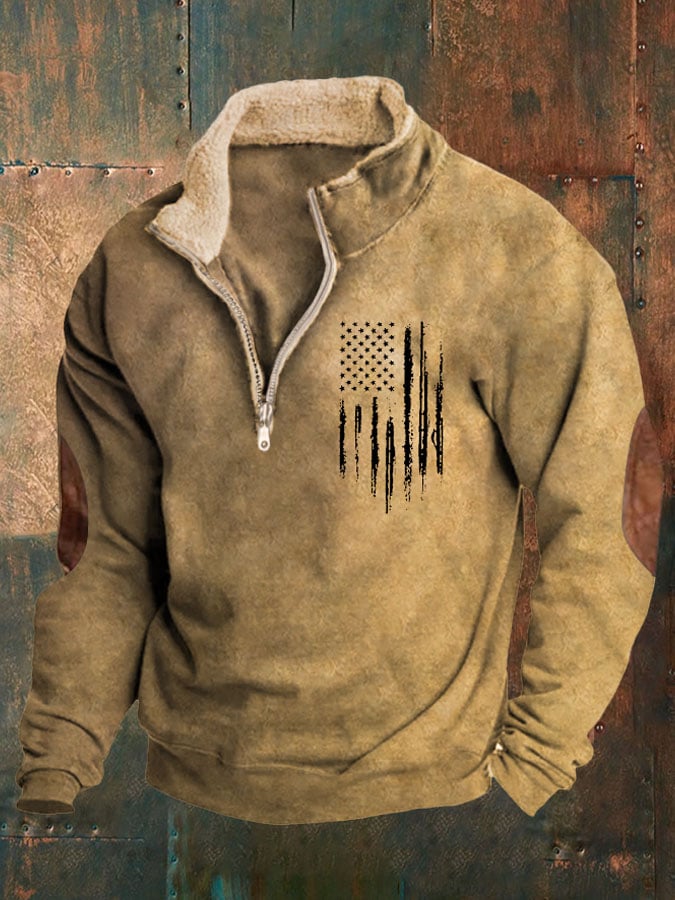 Sudadera vintage Flag estampado para hombre