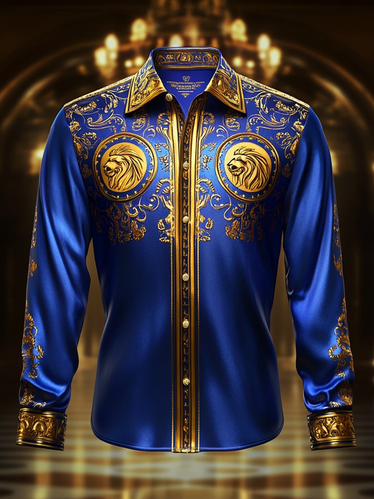 Camisa satén Luxe de manga larga con botones para hombre