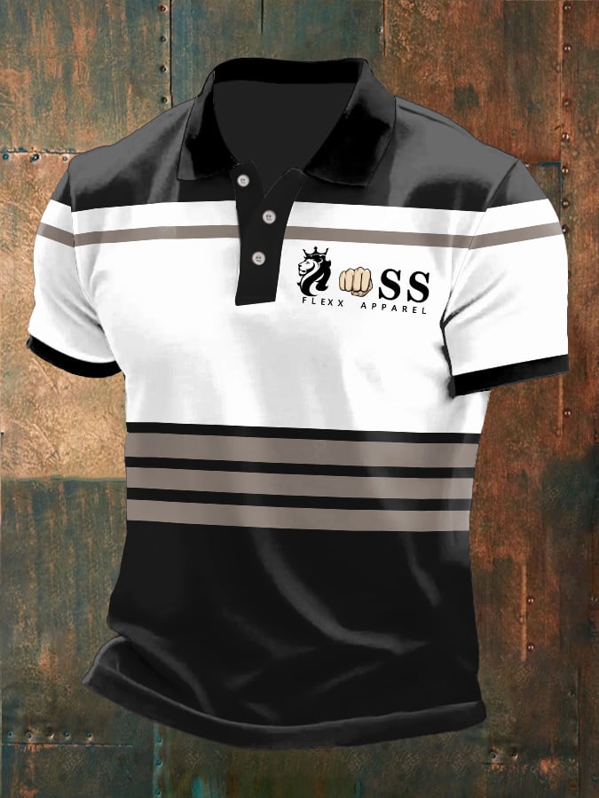 Camisa polo Letter estampado casual para hombre