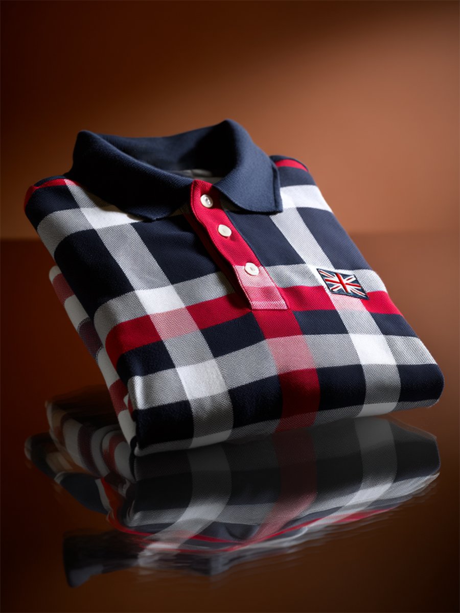 Camisa polo ejecutivo casual Union Jack Button de manga corta para hombre