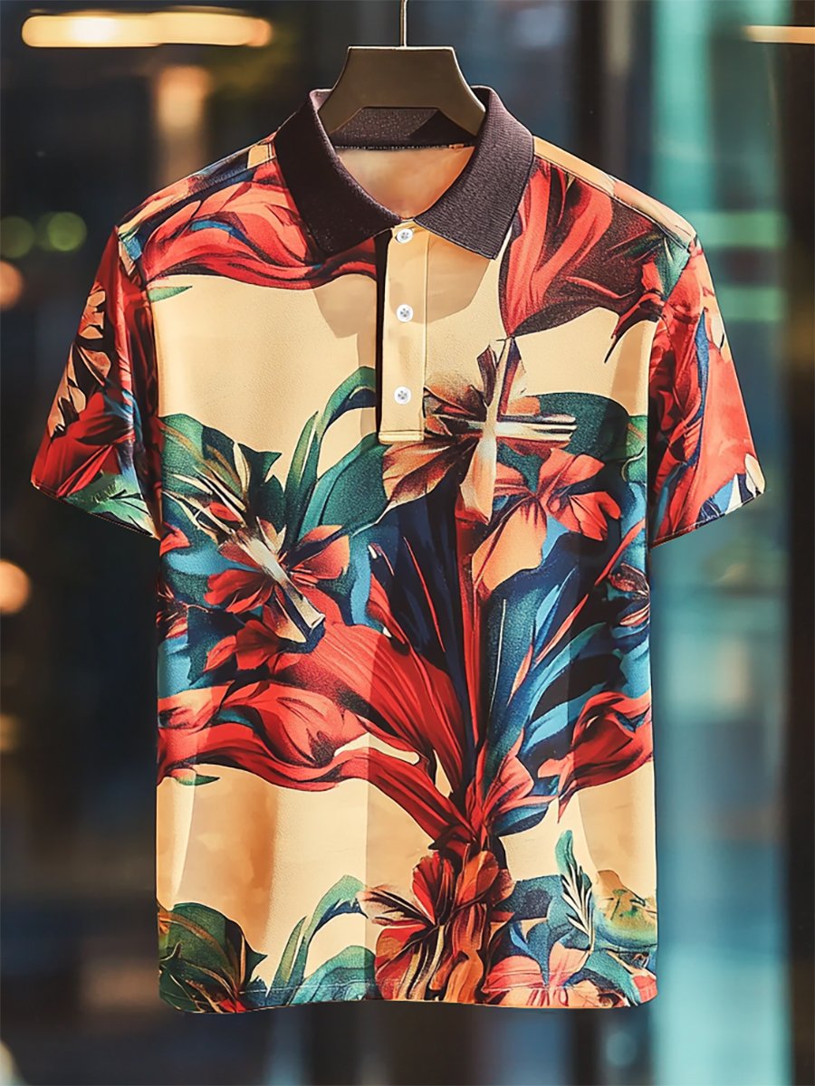 Camisa polo ejecutivo casual Cross Faith Button de manga corta para hombre
